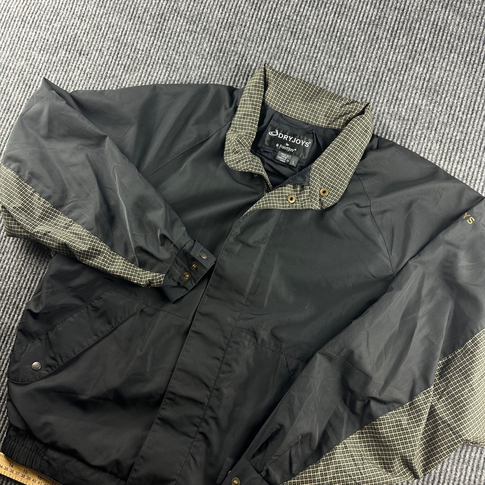 FootJoy DryJoys Mens Large‎ Black Golf Rain Jacket Full Zip Windbreaker 2578